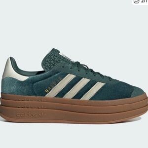 Adidas Women's Green and Cream Platform Sneakers